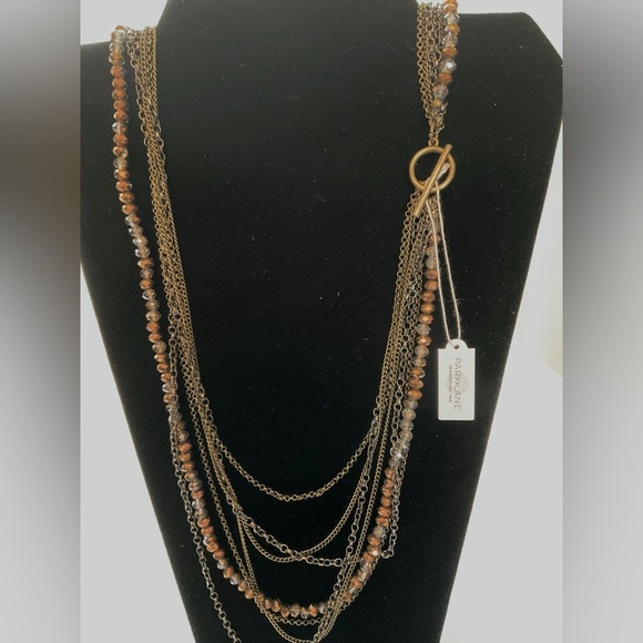 ParkLane Glam & Go Necklace Multi Strands beads and chains Toggle Closure - Picture 2 of 14
